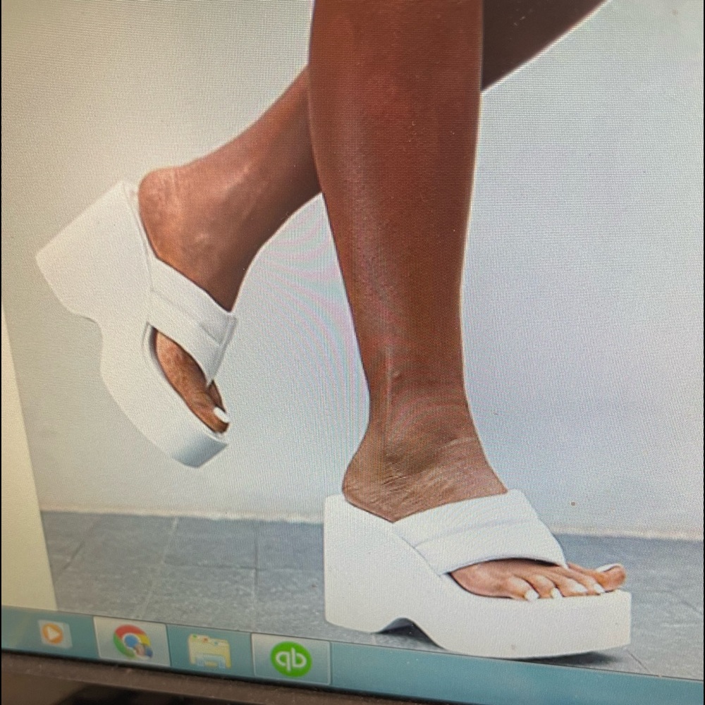 Womens Open Toe Wedge Platform Slide Sandals NWOT